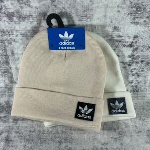 NWT Adidas 2-Pack Grove Beanie Winter Hat White & Off White Woman's OSFW #JJ9377